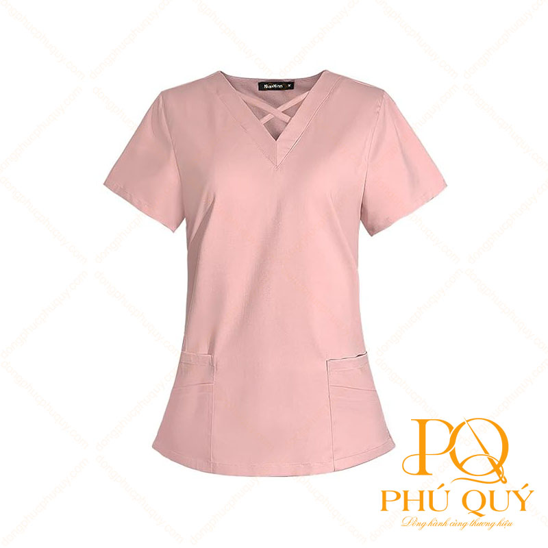 Áo đồng phục spa màu hồng