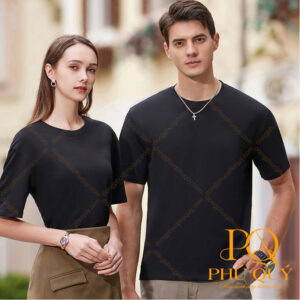 Áo thun đen đồng phục cổ tròn PQ07