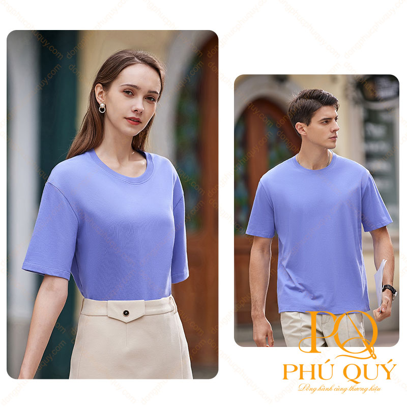 Đồng phục áo thun cổ tròn công ty màu tím PQ08