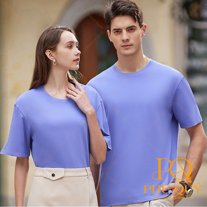 Đồng phục áo thun cổ tròn công ty màu tím PQ08