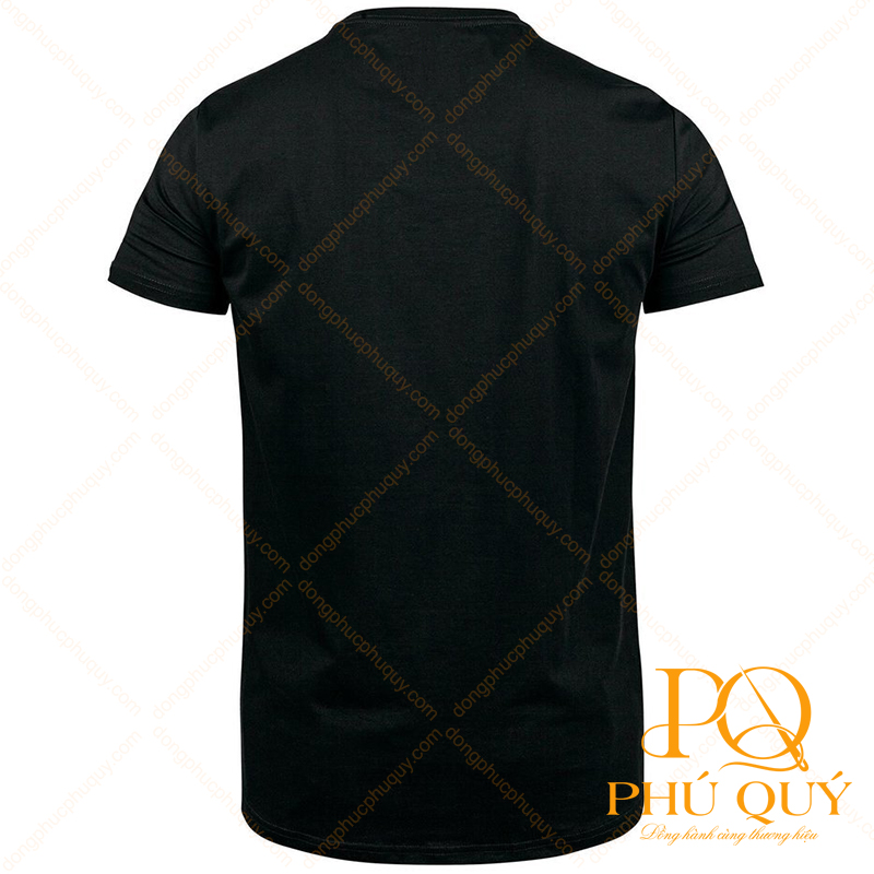 Áo thun đồng phục công ty đen phối màu vàng không cổ