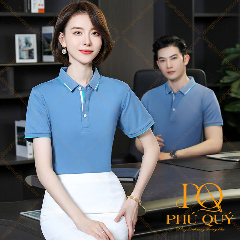 Đồng phục áo thun trơn màu xanh biển nhạt PQ07