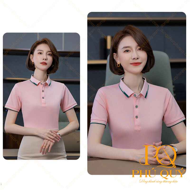Đồng phục áo thun trơn màu hồng phấn PQ38