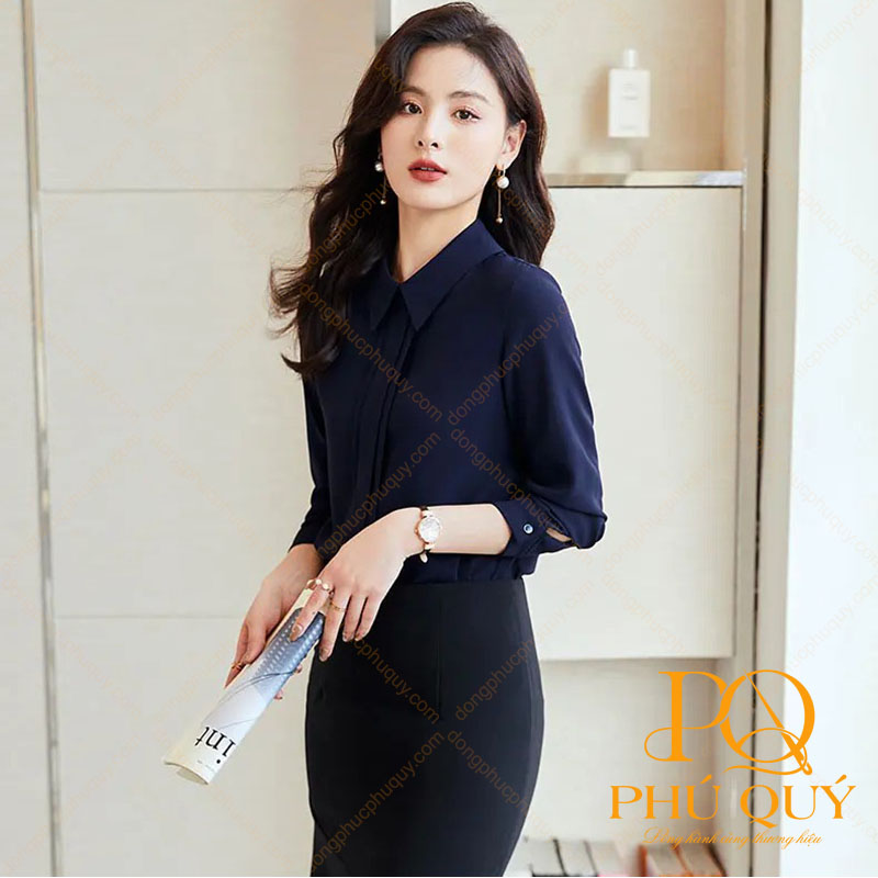 Đồng phục công sở nữ màu xanh coban