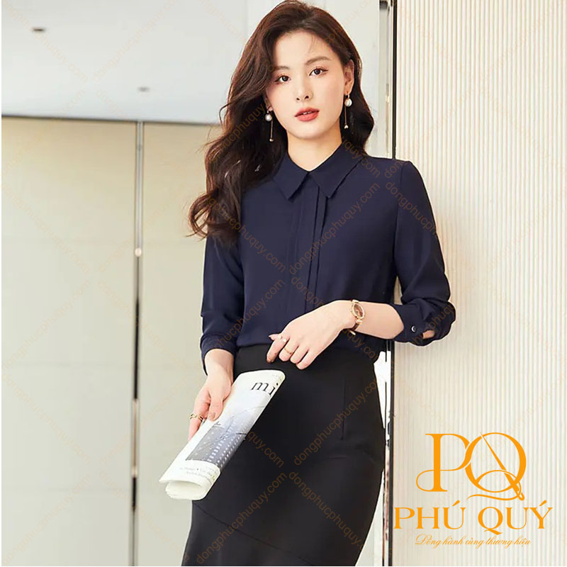 Đồng phục công sở nữ màu xanh coban