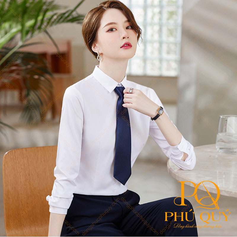 Mẫu áo sơ mi nữ đồng phục công sở trắng