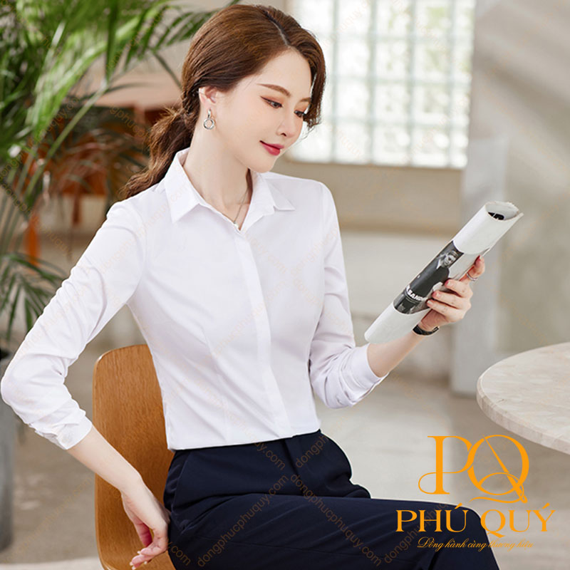 Mẫu áo sơ mi nữ đồng phục công sở trắng
