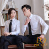 Đồng phục công sở áo sơ mi trắng quần tây đen