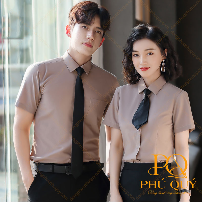 Áo sơ mi đồng phục công sở màu nâu PQ64