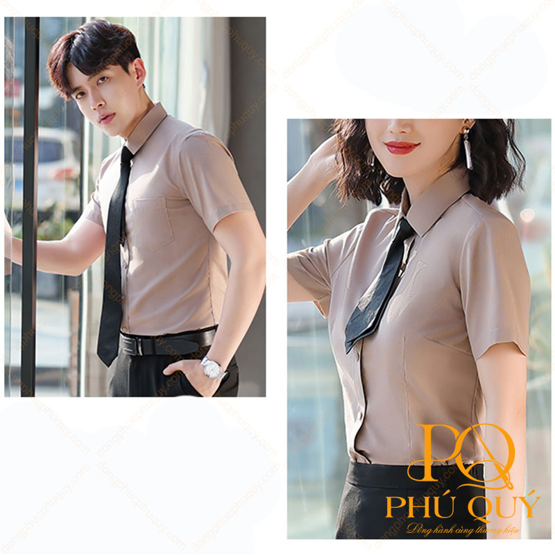 Áo sơ mi đồng phục công sở màu nâu PQ64