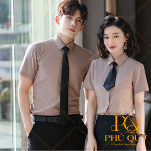 Áo sơ mi đồng phục công sở màu nâu PQ64