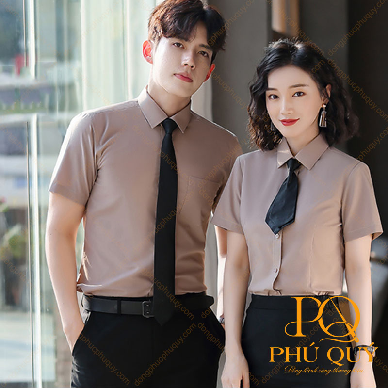 Áo sơ mi đồng phục công sở màu nâu PQ64