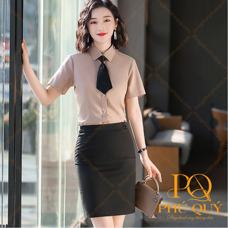 Áo sơ mi đồng phục công sở màu nâu PQ64