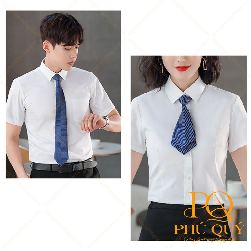 Mẫu áo sơ mi trắng trơn cổ tàu công sở PQ71