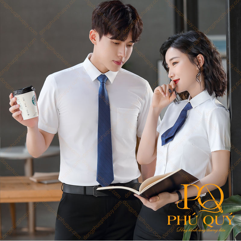 Mẫu áo sơ mi trắng trơn cổ tàu công sở PQ71