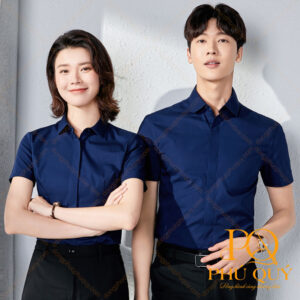 Đồng phục công sở áo sơ mi xanh tím than PQ72