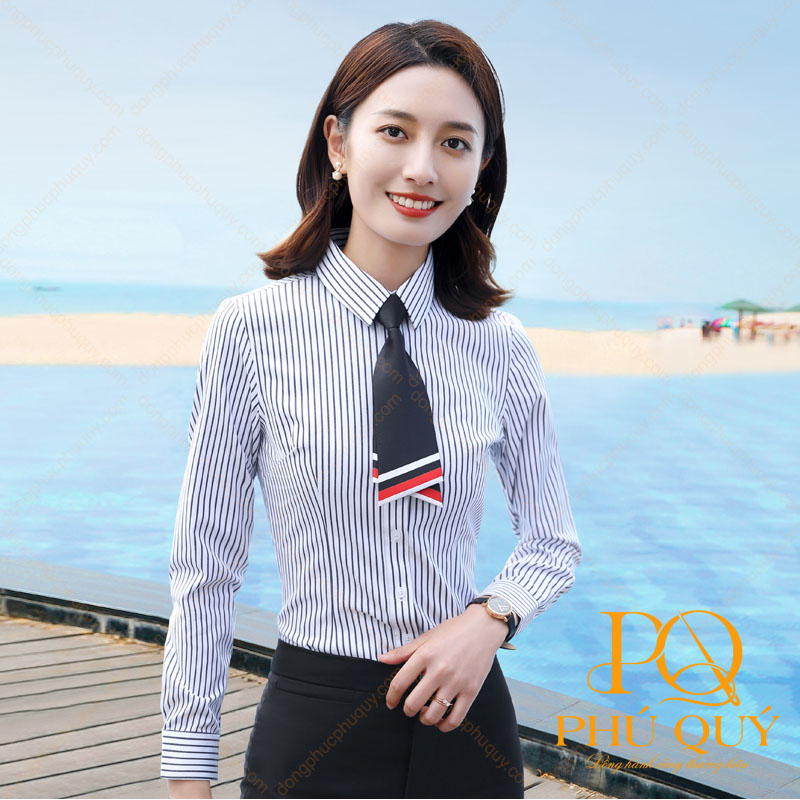Đồng phục công sở áo sơ mi kẻ sọc PQ239