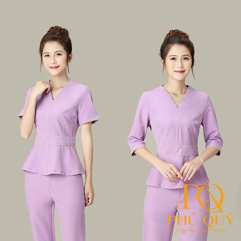 Đồng phục spa màu tím đẹp