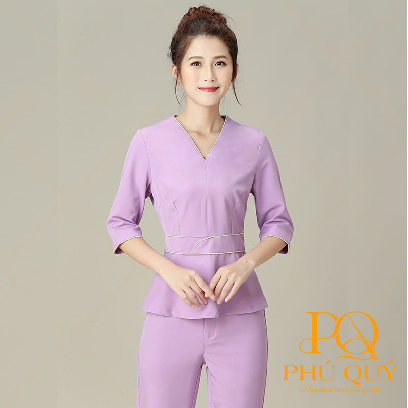 Đồng phục spa màu tím đẹp