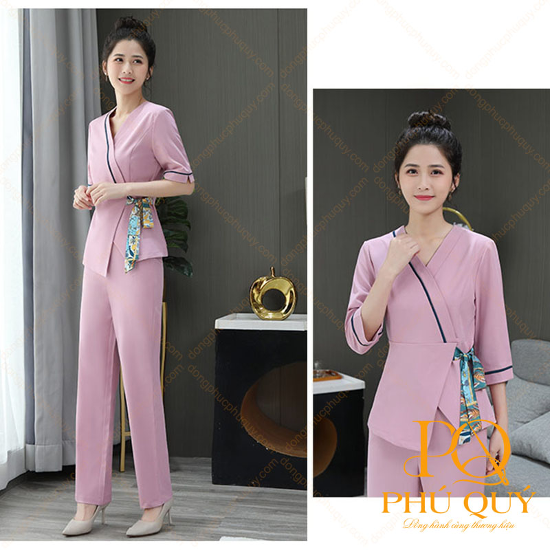 Đồng phục spa màu hồng PQ15