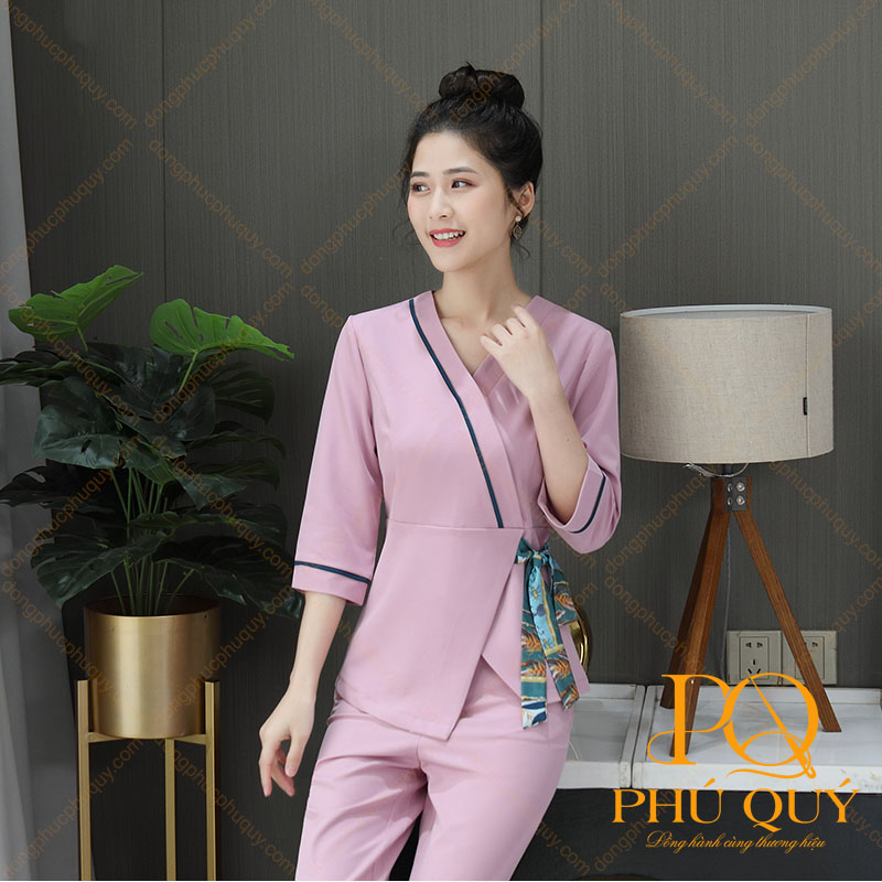 Đồng phục spa màu hồng PQ15