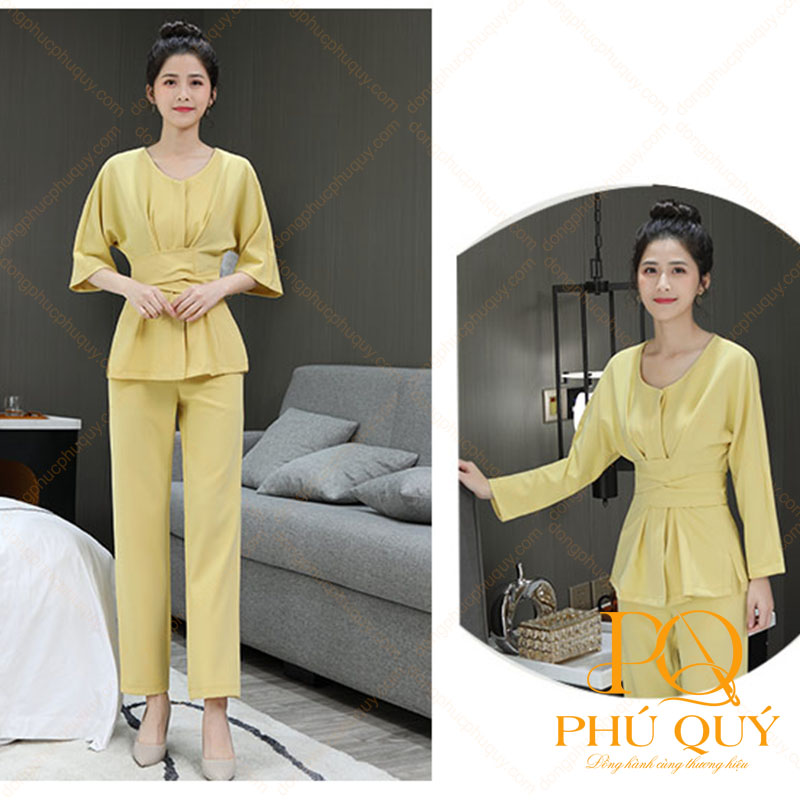 Đồng phục spa màu vàng nhạt
