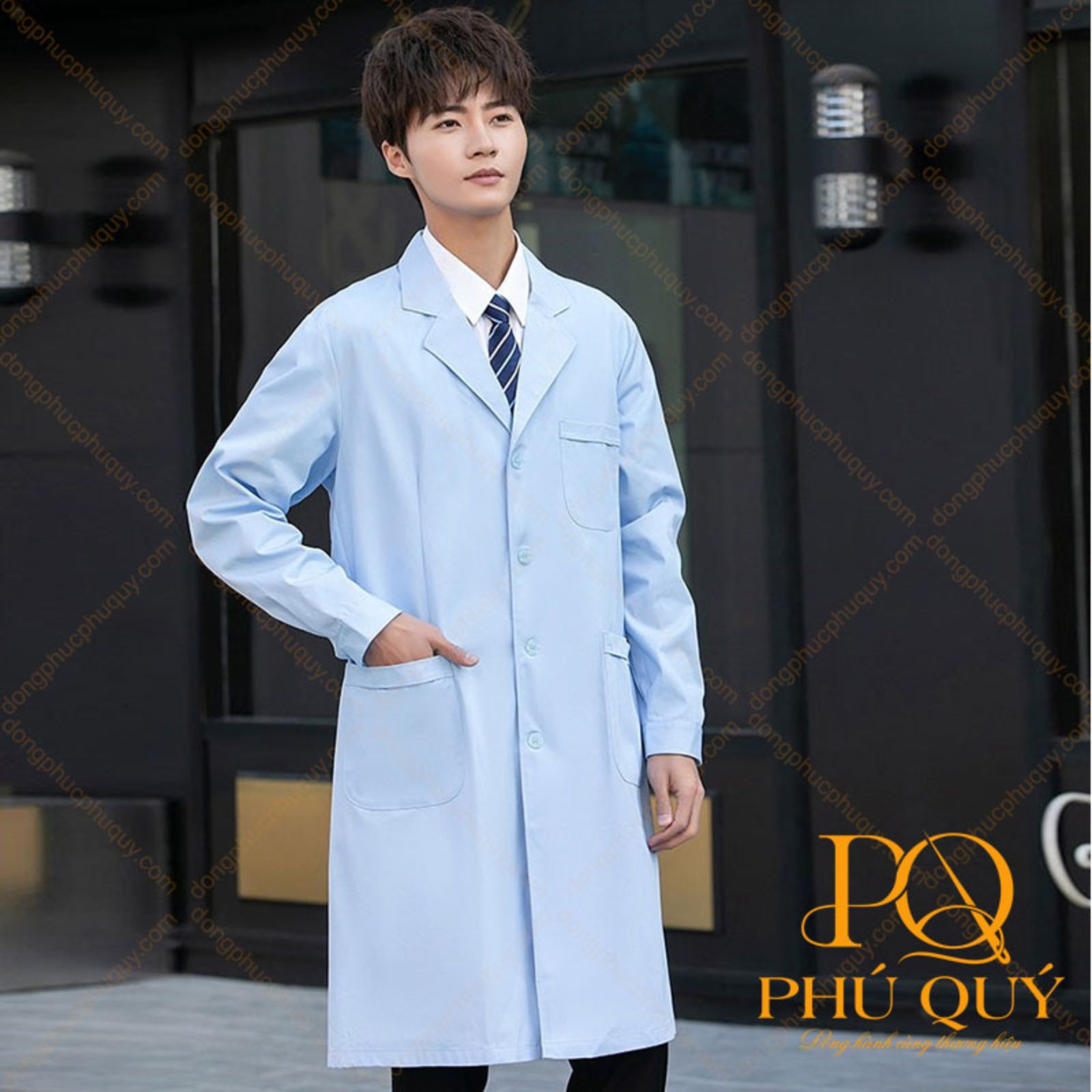 Đồng phục bệnh viện áo blouse xanh da trời