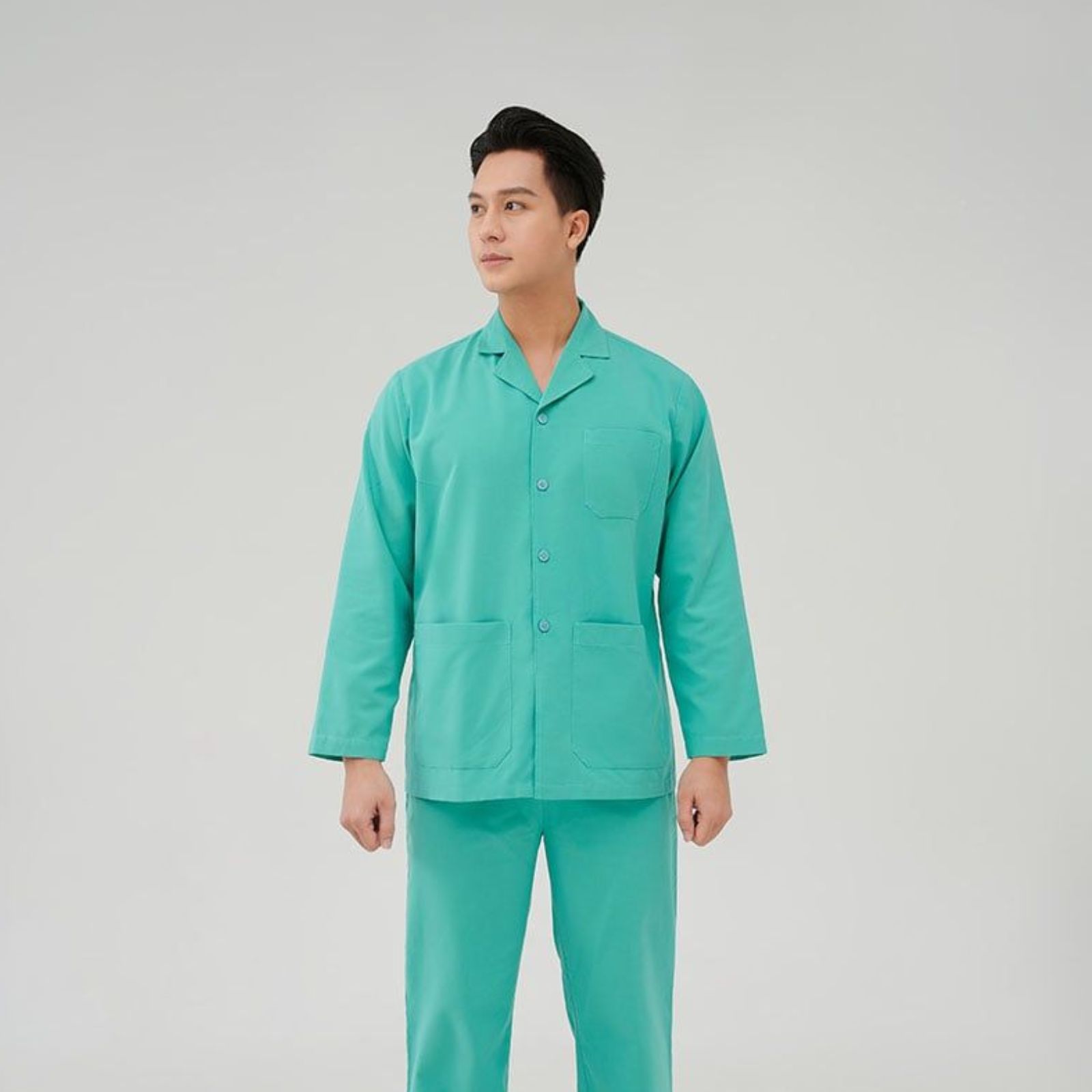 Đồng phục bệnh viện cho bệnh nhân màu xanh lam